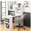 Modern White Computer Desk with Storage Bookshelves thumb 0