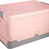 Foldable storage box  with lid home organizer -Large pink thumb 0