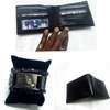 Mens Black leather wallet with bracelet thumb 1