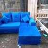 Blue five seater l shaped sofa set thumb 1