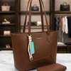 Elegant Brown Leather Tote Bag with Matching Wallet thumb 1