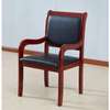 Oak Wood-Black Leather Executive Visitors Chair thumb 1