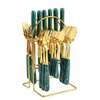 24pcs gold dining cutlery set with stand thumb 0