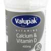 Valupak Calcium And Vitamin D 400mg Tablets x 30 thumb 0