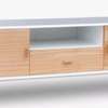 Modern TV Stand White Wood with Storage Cabinets thumb 0