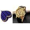 Unisex Gold Tone skeleton  watch with  African box thumb 0