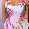 Floral Dress White Bow Straps Flared Skirt thumb 0
