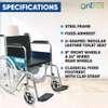 Foldable Commode Wheelchair, U-Cut Commode Cushioned Seat thumb 0