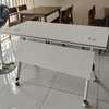 Office Desk; Easy Convenient White Mobile Training Desk thumb 2