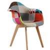 Modern Patchwork Wooden Fabric Dining Garden Chair thumb 11