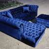 Blue chesterfield L shaped six seater sofa/modern sofas/tufted L shaped sofas thumb 1