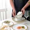 The 30pcs Nordic classy dinner set with gold rim. thumb 0