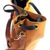 Womens Brown Leather handbag with ankara pouch thumb 3