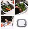 Sink Cut Washing Fruit Vegetables Dual-purpose Kitchen Multifunctional Storage Folding Cutting Board Drain Basket(Green) thumb 2