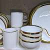 Quality ceramic dinner set with gold rim thumb 0