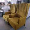 Modern yellow one seater wingback chair thumb 3