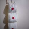 Handmade Crochet Tissu Holder White with Red Buttons thumb 1