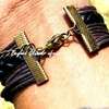 Black Leather Bracelet with cardholder combo thumb 2