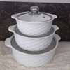 3pcs set Ceramic Casserole serving dishes  with glass cover thumb 0
