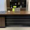 Solid Wood Executive L-Shaped Office Desk with Drawer thumb 5