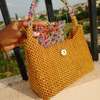 Handmade Gold Beaded Handbag with Multicolor Handle thumb 1