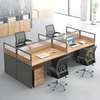 Office Desk: Brown 4-Way Modular Office Workstation thumb 5