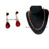 Womens Red Crystal dangle earrings and Necklace thumb 0