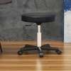 Black Leather-Metal Based Adjustable Round Backless Barstool thumb 0