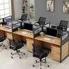 Office Desk: Modern Brown Six-Person Workstation thumb 0