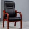 Office Chair: Mahogany Arm & Base Leather Office Chair thumb 0