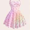 Floral Dress White Bow Straps Flared Skirt thumb 1