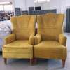 Modern yellow one seater wingback chair thumb 1