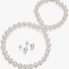 14K White Gold Pearl Necklace Earrings Set thumb 1