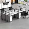 4-Way Modern Modular White Office Workstation thumb 1