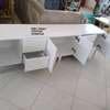 Latest white wooden tv stand design Kenya thumb 1