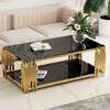 Black Metal With Top Golden Glass Table Coffee thumb 10
