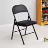 Black Leather Folding Chair – Metal Frame thumb 1