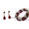 Womens Red crystal Bracelet and earrings thumb 3