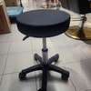 Black Leather-Metal Based Adjustable Round Backless Barstool thumb 2