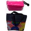 Womens denim multicolor ankara handbag with [ink coin purse thumb 3