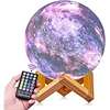 USB RECHARGEABLE MOON LIGHT WITH WOODEN STAND SIZE 15 CM thumb 0