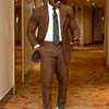 Double Breasted Bespoke 2pc Brown Business Suit thumb 2