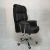 Office chair: Black leather adjustable office chair thumb 0
