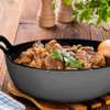 *Pre-seasoned Pure Cast Iron Flat Bottom Wok with Wooden Lid thumb 2