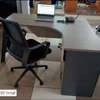 Modern L-Shaped Ergonomic Office Desk White Black Trim thumb 8