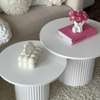 Modern White Side Tables Set of 2 with Ribbed Bases thumb 0