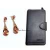 Womens black leather wallet with crystal earrings thumb 5