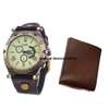 Mens Black Leather watch and wallet combo thumb 0