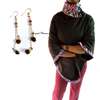 Womens Black Ankara poncho + earrings thumb 2