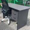 Sturdy Dark Brown Office Desk with Locking Drawers thumb 1